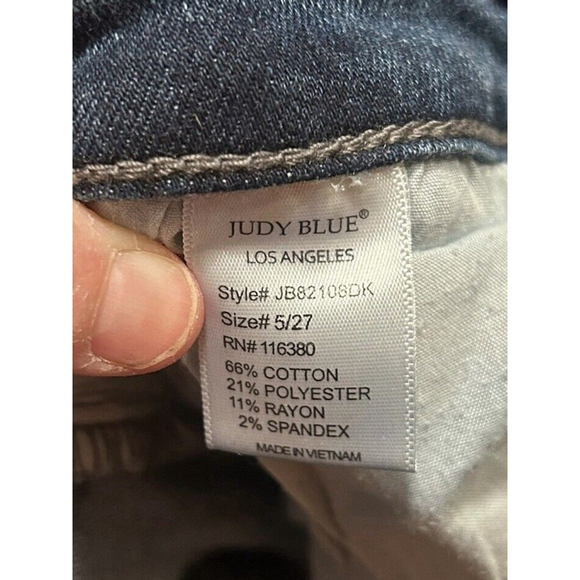 Judy‎ Blue Jeans Womens 5/27 Blue Skinny Fit Stretch Mid Rise Distressed (27x27) - Picture 5 of 9